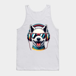 Smiling Pumi DJ Rocks in Colorful Japanese Art Tank Top